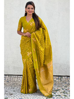 SGF11 - Yellow Kanjivaram Soft Silk Saree with Unstitched Blouse