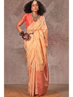 SGF11 - Cream Kanjivaram Soft Silk Saree with Unstitched Blouse