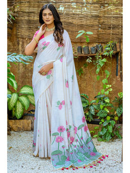 SGF11 - Pink Soft Cotton Linen Silk Saree with Unstitched Blouse