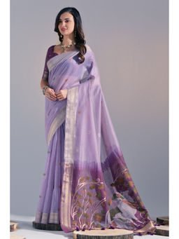 SGF11 - Lavender Kanjivaram Soft Cotton Linen Silk Saree with Unstitched Blouse