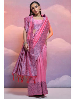 SGF11 - Light Pink Kanjivaram Soft Silk Saree with Unstitched Blouse