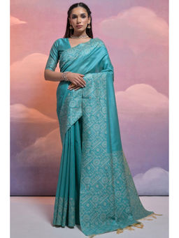 SGF11 - Rama Blue Kanjivaram Soft Silk Saree with Unstitched Blouse