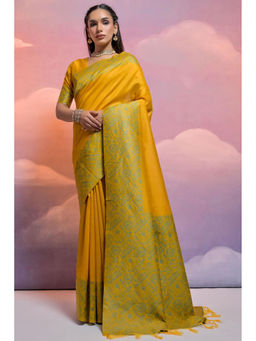 SGF11 - Yellow Kanjivaram Soft Silk Saree with Unstitched Blouse