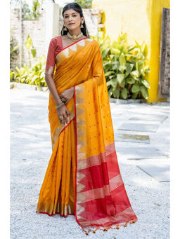 SGF11 - Mustard Kanjivaram Soft Silk Saree with Unstitched Blouse