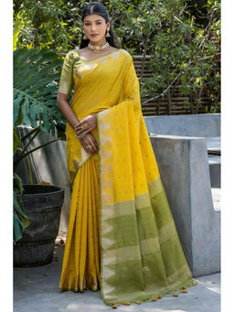 SGF11 - Yellow Kanjivaram Soft Silk Saree with Unstitched Blouse