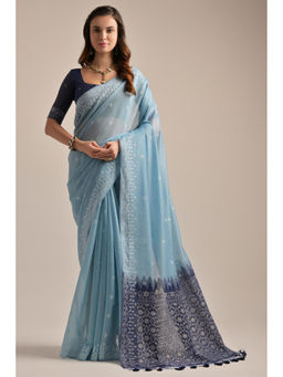SGF11 - Light Blue Soft Cotton Silk Saree with Unstitched Blouse