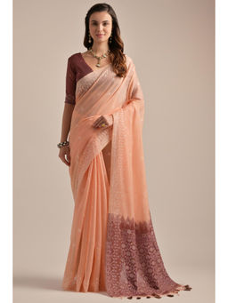 SGF11 - Peach Soft Cotton Silk Saree with Unstitched Blouse