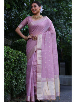 SGF11 - Lavender Tissue Soft Silk Saree with Unstitched Blouse