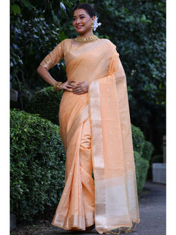 SGF11 - Orange Tissue Soft Silk Saree with Unstitched Blouse
