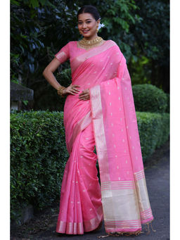 SGF11 - Pink Tissue Soft Silk Saree with Unstitched Blouse