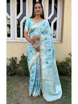 SGF11 - Light Blue Kanjivaram Soft Silk Saree with Unstitched Blouse