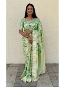 SGF11 - Light Green Kanjivaram Soft Silk Saree with Unstitched Blouse