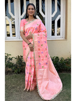 SGF11 - Pink Kanjivaram Soft Silk Saree with Unstitched Blouse