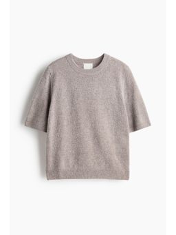 H&M - Women Beige Fine-Knit T-Shirt