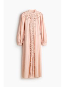 H&M - Women Peach Lace-Detail Cotton Dress