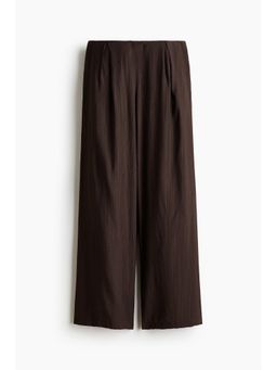 H&M - Women Brown Crinkled Viscose-Blend Trousers