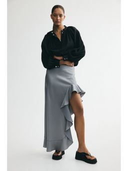 H&M - Women Grey Flounced High-Low Skirt