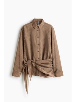 H&M - Women Beige Scarf-Detail Shirt