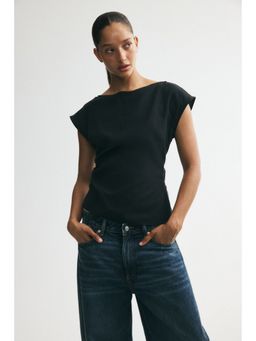 H&M - Women Grey Ruched Viscose-Blend Top