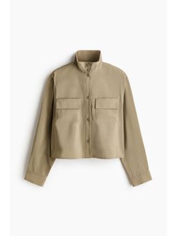 H&M - Women Green Stand-Collar Viscose-Blend Shirt