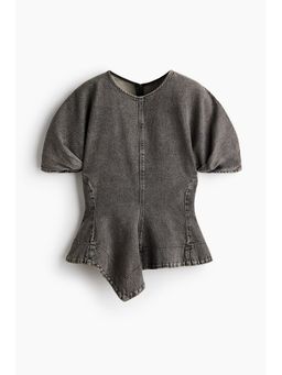 H&M - Women Black Denim Peplum Blouse