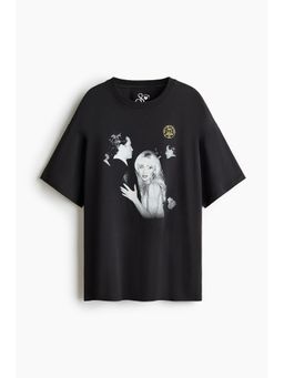 H&M - Women Black Oversized Printed T-Shirt