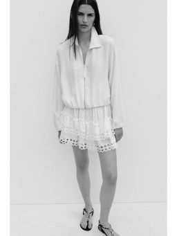 H&M - Women White Bubble-Hem Jacket