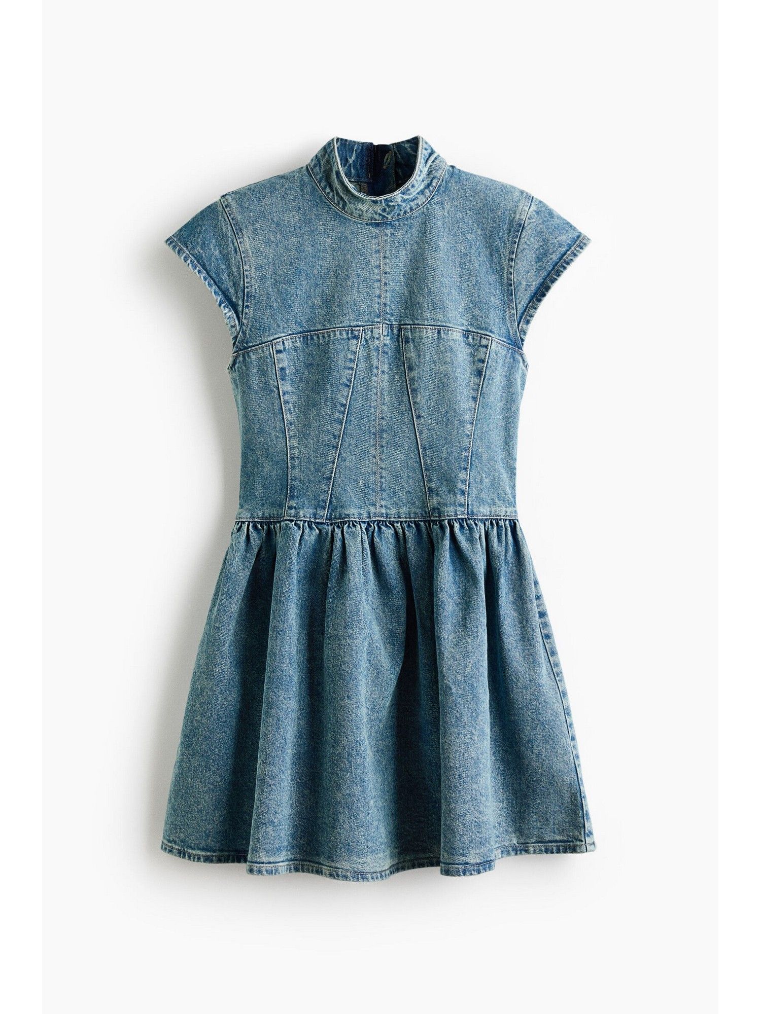 h&m Women Blue Flared-Skirt Denim Dress-picture-16