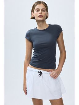 H&M - Women Blue Cap-Sleeved Cotton T-Shirt