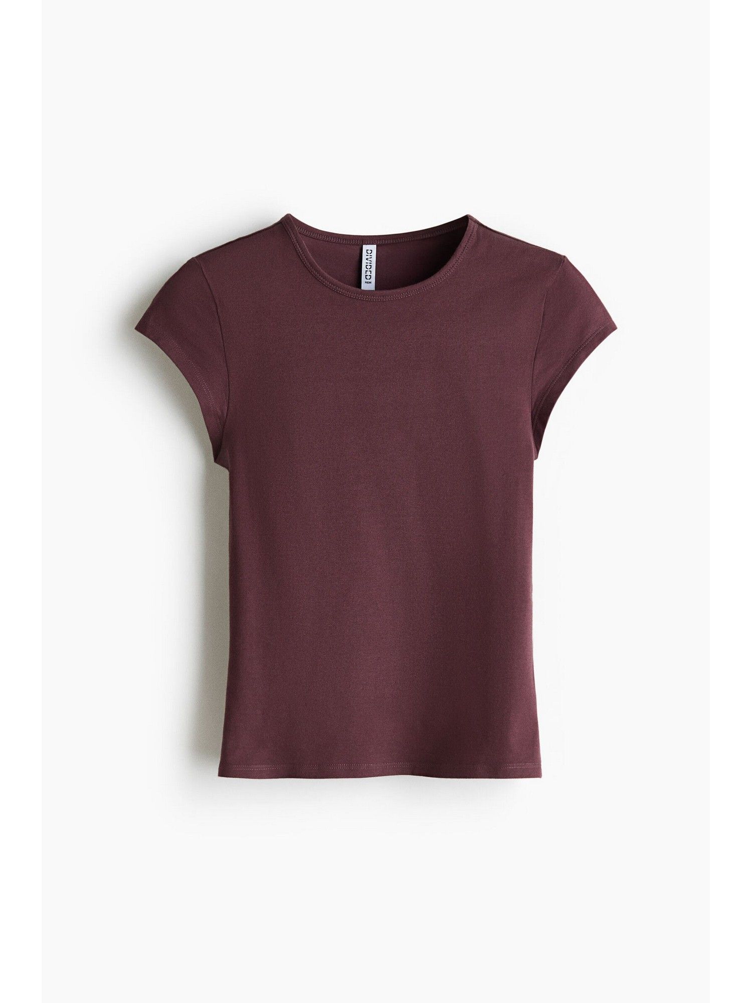 h&m Women Red Cap-Sleeved Cotton T-Shirt-picture-25