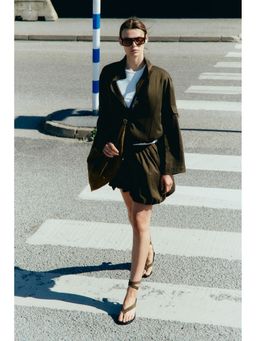H&M - Women Green Bubble-Hem Skirt