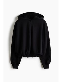 H&M - Women Black Viscose-Blend Zip-Through Hooded Jacket