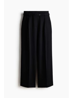 H&M - Women Black Wide Belted Trousers
