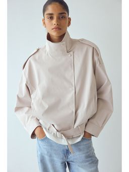 H&M - Women Beige Oversized Belted Jacket