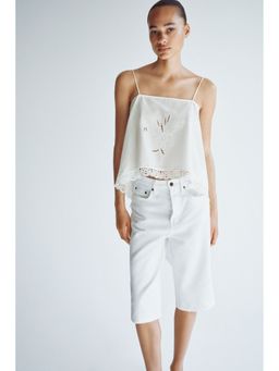 H&M - Women White Lace-Trimmed Wrap Top