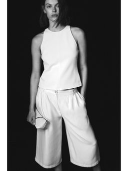 H&M - Women White Wide Pleated Culottes