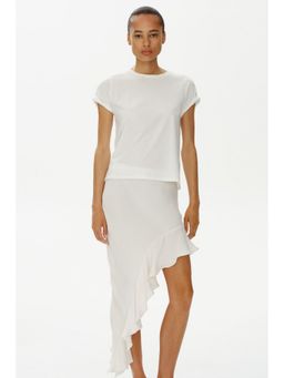 H&M - Women White Flounce-Trimmed Viscose Skirt
