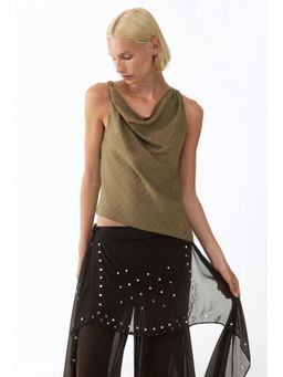 H&M - Women Green Asymmetric Cowl-Neck Top