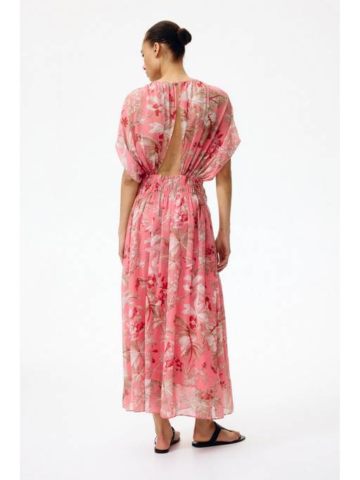 Buy H&M Women Pink Cape-Sleeved Chiffon Dress (S) Online