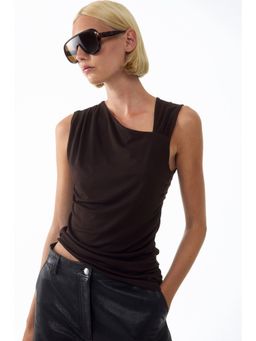 H&M - Women Brown Draped Asymmetric Top