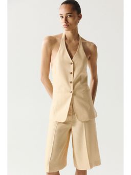 H&M - Women Beige Halter Neck Waistcoat