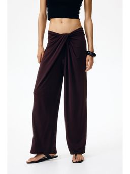 H&M - Women Brown Twist-Detail Jersey Trousers