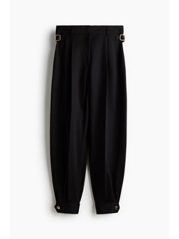 H&M - Women Black Buckle-Detail Balloon Trousers