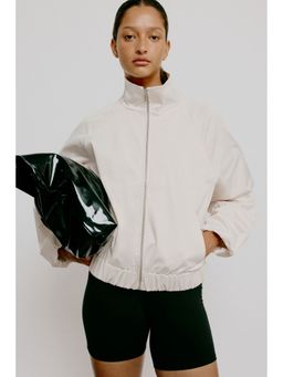 H&M - Women White Balloon-Sleeved Satin Jacket