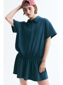 H&M - Women Teal Sweatshirt Polo Dress