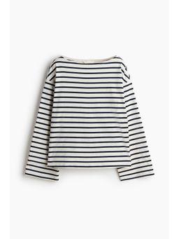 H&M - Women White Long-Sleeved Boat-Neck Top