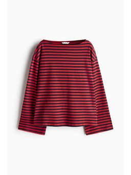 H&M - Women Red Long-Sleeved Boat-Neck Top
