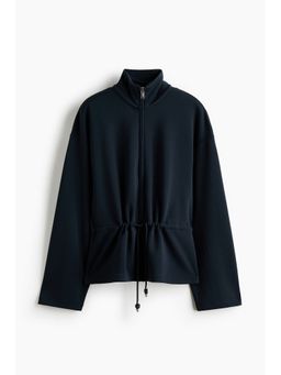H&M - Women Blue Drawstring-Detail Zip-Through Sweatshirt
