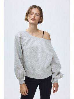 H&M - Women Grey Off-The-Shoulder Sweatshirt