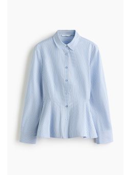 H&M - Women Blue Cotton Peplum Shirt
